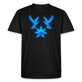 Oiseaux bleus et fleurs amoureux de la nature - T-shirt Premium bio Homme - noir - Devant - Nico (187cm)