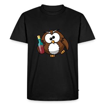 Chouchou drôle Ivre Funny Owl - T-shirt Premium bio Homme - noir - Devant - Nico (187cm)