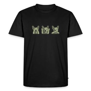 Dog I see hear nothing speak - Men's Premium Organic T-Shirt - black - Front - Nico (187cm)