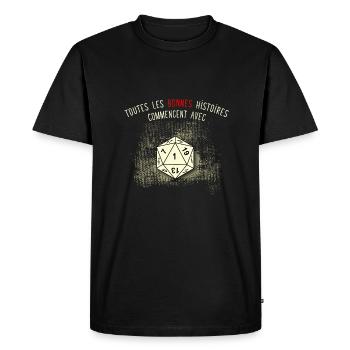 Toutes les bonnes histoires - T-shirt Premium bio Homme - noir - Devant - Nico (187cm)