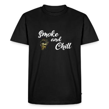 Smoke and Chill White - Men's Premium Organic T-Shirt - black - Front - Nico (187cm)