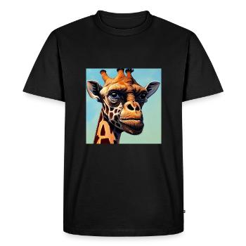 Giraffe with monkey face - Men's Premium Organic T-Shirt - black - Front - Nico (187cm)