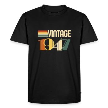 Vintage 1947 - 1947 Anniversary Gift - Men's Premium Organic T-Shirt - black - Front - Nico (187cm)
