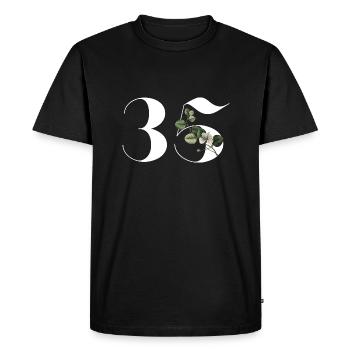 Numéro 35 floral vert - 35e anniversaire floral - T-shirt Premium bio Homme - noir - Devant - Nico (187cm)