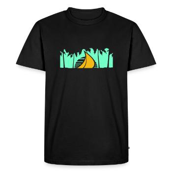 Navire Soleil Palmiers Mers du Sud Soir Coucher de soleil - T-shirt Premium bio Homme - noir - Devant - Nico (187cm)
