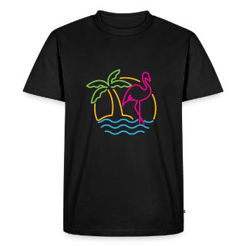 Retro Neon Sign Miami Pink Flamingo Summer - Men's Premium Organic T-Shirt - black - Front - Nico (187cm)