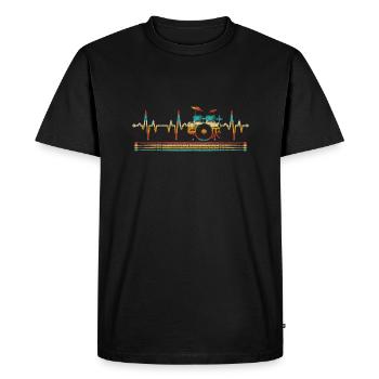 Evolution to drummer, I like notes and music - Men's Premium Organic T-Shirt - black - Front - Nico (187cm)