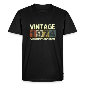 Vintage 1974 Anniversaire rétro sunset design - T-shirt Premium bio Homme - noir - Devant - Nico (187cm)
