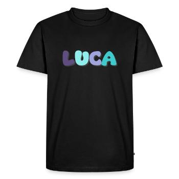 Name - Luca - Men's Premium Organic T-Shirt - black - Front - Nico (187cm)