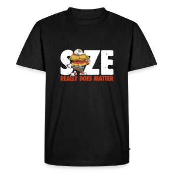 La taille compte vraiment - Burger humour cadeau - T-shirt Premium bio Homme - noir - Devant - Nico (187cm)