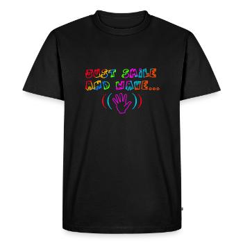 Il suffit de sourire et de saluer - T-shirt Premium bio Homme - noir - Devant - Nico (187cm)