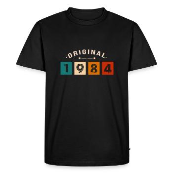 Original 1984 Vintage - Présent D’anniversaire 198 - T-shirt Premium bio Homme - noir - Devant - Nico (187cm)