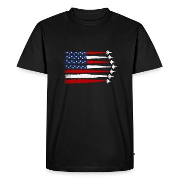 Patriotic Fighter Jets - USA Flag 4th of July - Men's Premium Organic T-Shirt - black - Front - Nico (187cm)