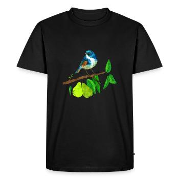 Oiseau bleu et poire - T-shirt Premium bio Homme - noir - Devant - Nico (187cm)