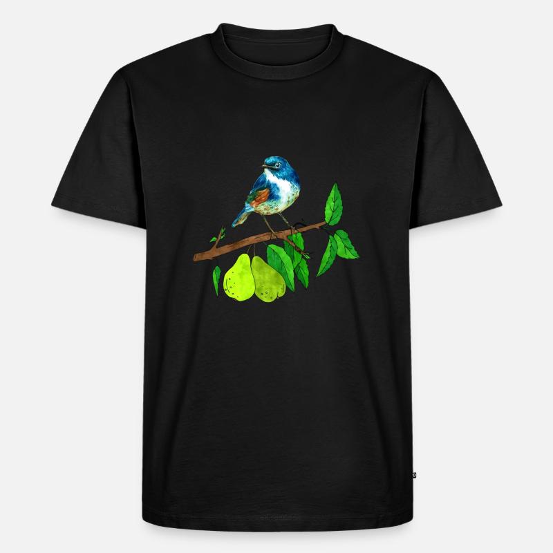 Blauer Vogel und Birne - Männer Premium Bio T-Shirt - Schwarz