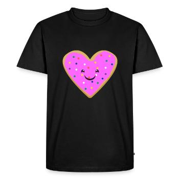 Donut de coeur - T-shirt Premium bio Homme - noir - Devant - Nico (187cm)