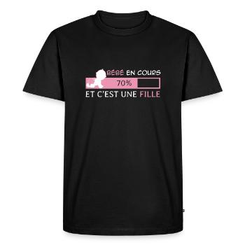 Bébé en cours et c'est une Fille - T-shirt Premium bio Homme - noir - Devant - Nico (187cm)