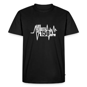 La vie commence à 150 BPM - T-shirt Premium bio Homme - noir - Devant - Nico (187cm)