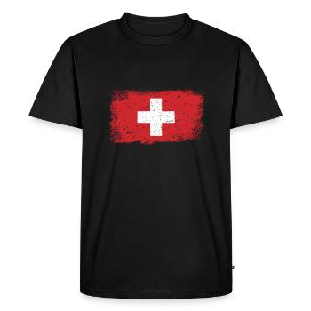 Suisse Drapeau - T-shirt Premium bio Homme - noir - Devant - Nico (187cm)