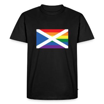 Gay Pride LGBTQ Scottish Saltire Rainbow Flag - Men's Premium Organic T-Shirt - black - Front - Nico (187cm)