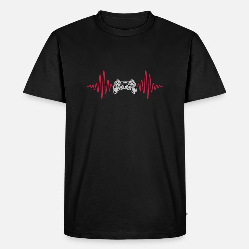 Herzschlag Konsole Retro Controller - Männer Premium Bio T-Shirt - Schwarz