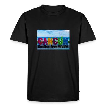 Greetings from Mexico . Cancun - Men's Premium Organic T-Shirt - black - Front - Nico (187cm)