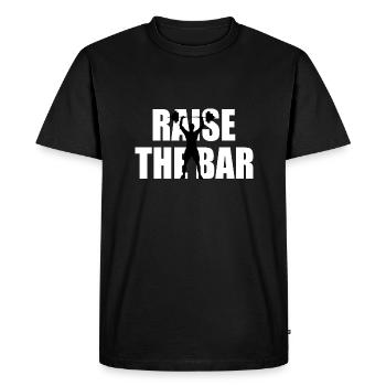 Élever le logo de la barre - T-shirt Premium bio Homme - noir - Devant - Nico (187cm)