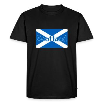 Scotland Flag with text on top - Men's Premium Organic T-Shirt - black - Front - Nico (187cm)