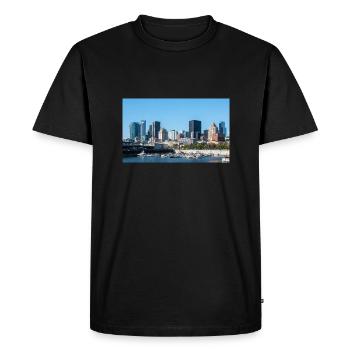 Vue panoramique sur les toits de Montréal depuis le port - T-shirt Premium bio Homme - noir - Devant - Nico (187cm)