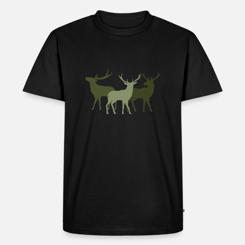 Hirsch - Männer Premium Bio T-Shirt - Schwarz