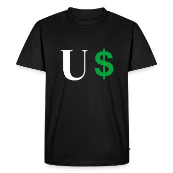 Lettre u dollar - T-shirt Premium bio Homme - noir - Devant - Nico (187cm)