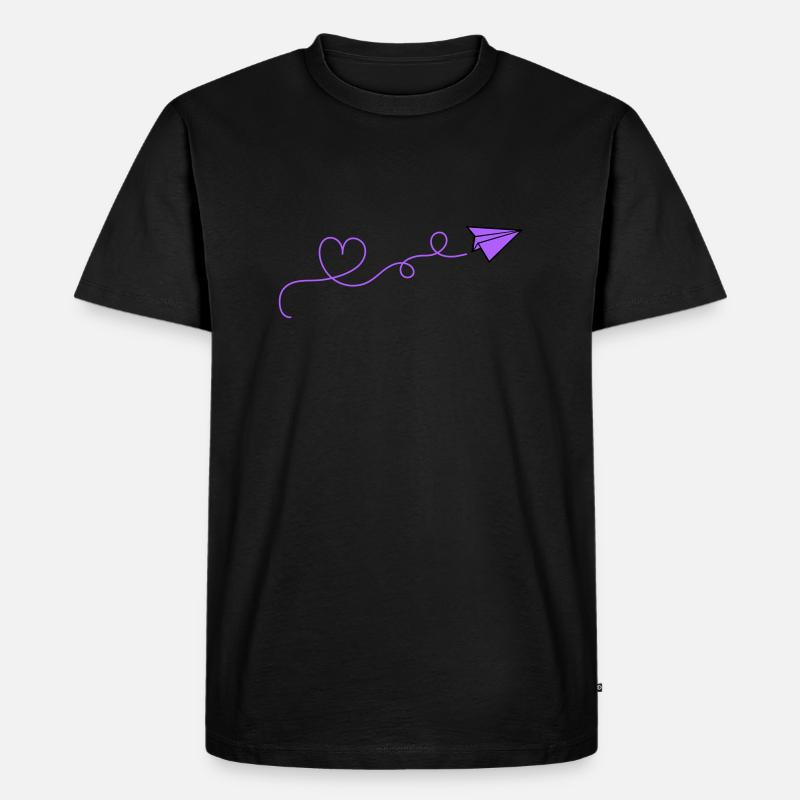 papierflieger herz - Männer Premium Bio T-Shirt - Schwarz
