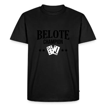 Jeu de cartes / Tarot / Belote / Rami / Poker - T-shirt Premium bio Homme - noir - Devant - Nico (187cm)