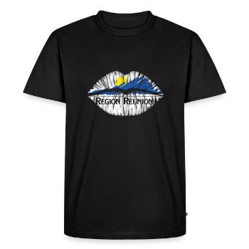 Kuss Réunion - T-shirt Premium bio Homme - noir - Devant - Nico (187cm)