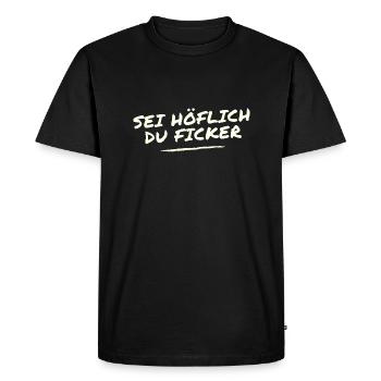 Sois poli Tu baises - T-shirt Premium bio Homme - noir - Devant - Nico (187cm)