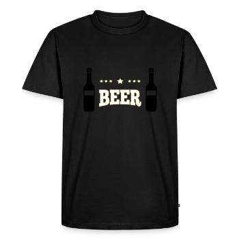 Bière - T-shirt Premium bio Homme - noir - Devant - Nico (187cm)