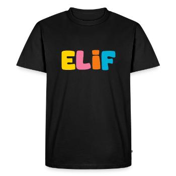 Name - Elif - Men's Premium Organic T-Shirt - black - Front - Nico (187cm)