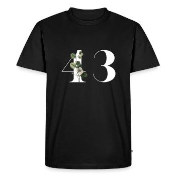 Numéro 43 floral vert - 43e anniversaire floral - T-shirt Premium bio Homme - noir - Devant - Nico (187cm)