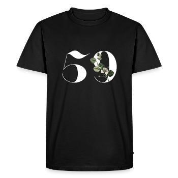 Numéro 59 floral vert - 59e anniversaire floral - T-shirt Premium bio Homme - noir - Devant - Nico (187cm)