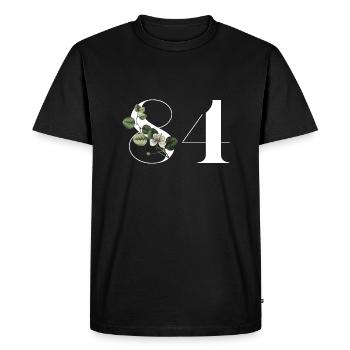 Number 84 Floral Green - 84th Floral Birthday - Men's Premium Organic T-Shirt - black - Front - Nico (187cm)