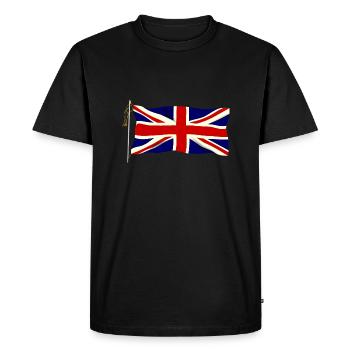 Agitant le drapeau Union Jack - T-shirt Premium bio Homme - noir - Devant - Nico (187cm)