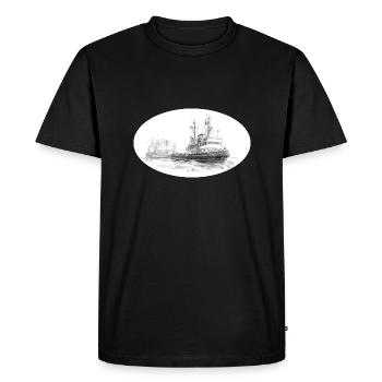 Remorqueur de mer avec remorque - T-shirt Premium bio Homme - noir - Devant - Nico (187cm)