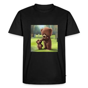 Triste famille en peluche dans un cimetière - T-shirt Premium bio Homme - noir - Devant - Nico (187cm)