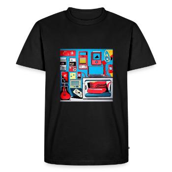 Chambre Rétro de Style Années 80 - T-shirt Premium bio Homme - noir - Devant - Nico (187cm)