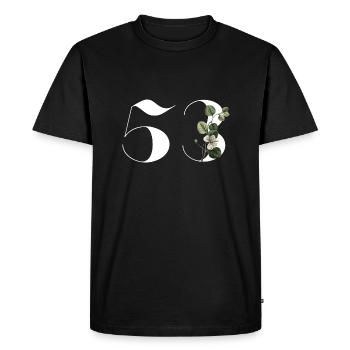 Numéro 53 floral vert - 53e anniversaire floral - T-shirt Premium bio Homme - noir - Devant - Nico (187cm)