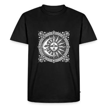 Soleil et lune avec visage - T-shirt Premium bio Homme - noir - Devant - Nico (187cm)