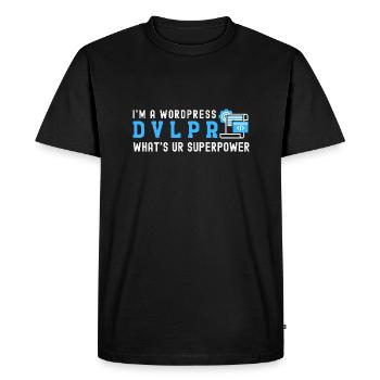 Je suis un développeur WordPress Quelle est votre superpuissance - T-shirt Premium bio Homme - noir - Devant - Nico (187cm)