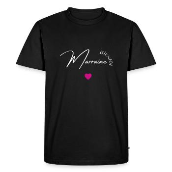 bientôt marraine - T-shirt Premium bio Homme - noir - Devant - Nico (187cm)