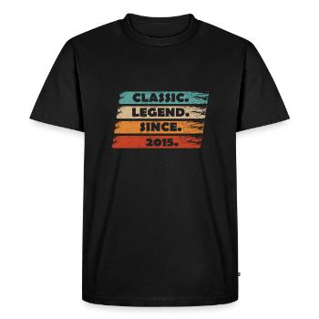 9e anniversaire 2015 - Légende depuis vintage retr - T-shirt Premium bio Homme - noir - Devant - Nico (187cm)