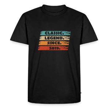 5e anniversaire 2019 - Légende depuis vintage retr - T-shirt Premium bio Homme - noir - Devant - Nico (187cm)